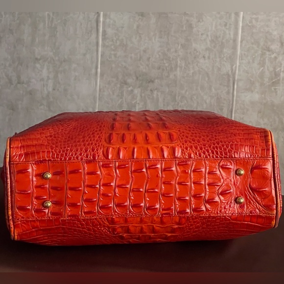Brahmin Amata Melbourne Collect Red/Burnt Orange Croc Embossed Leather Handbag - Picture 7 of 13